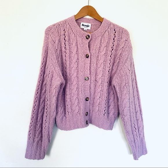 Rouje Paris Cult Bloggers Fave Purple Lilac Knit Cardigan Sweater - Picture 5 of 9
